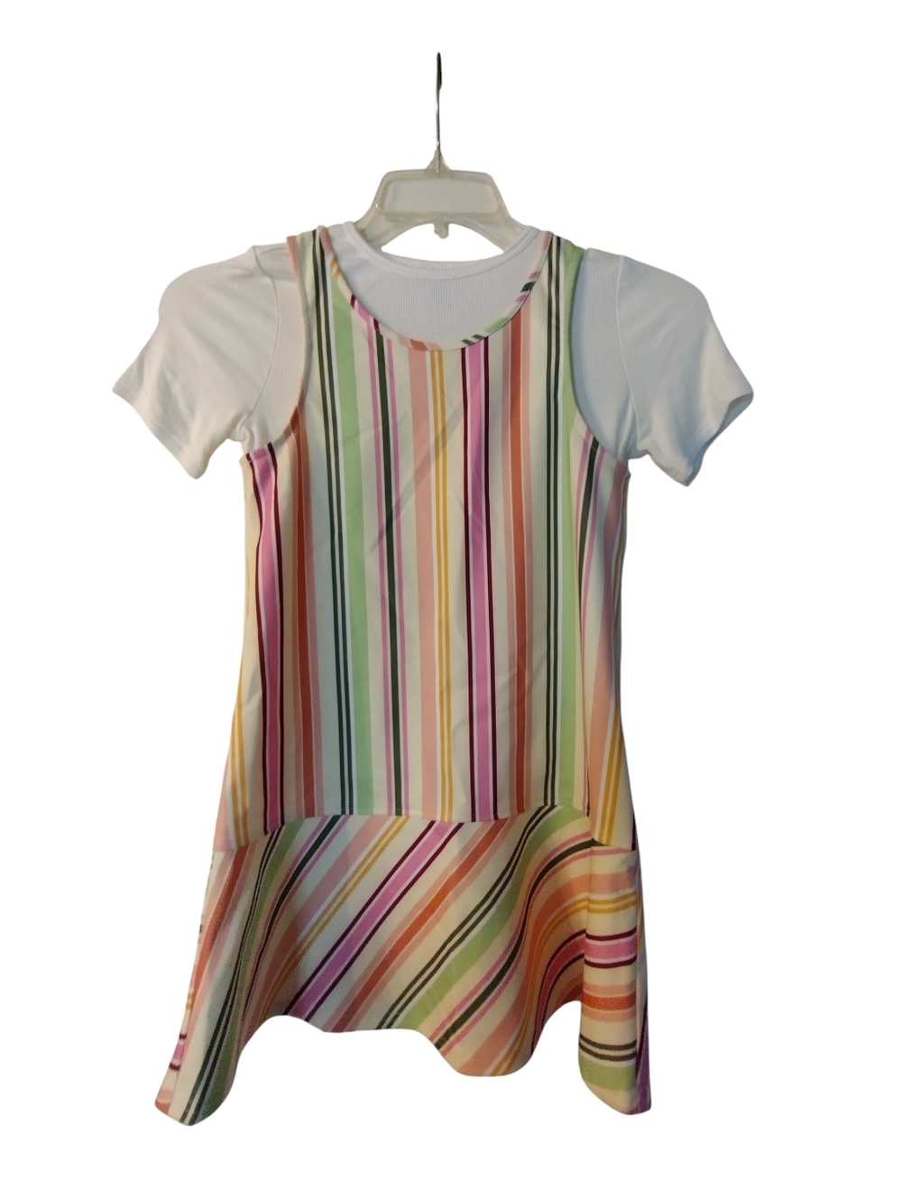 NWT Striped Pastel A-Line Dress with White Tee Size 10-12